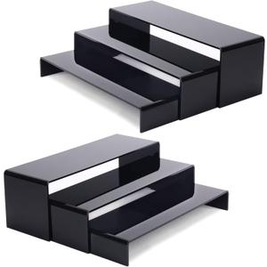 ANDGOO 6Pcs Large Acrylic Risers, Black Rectangular Showcase Collectibles Display Shelf, Retail Desktop Display Stand for Organize and Decoration