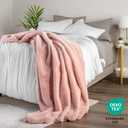 Bare Home Faux Fur Blanket - Ultra-Soft Luxurious - Cozy Warm Blanket for Couch, Sofa, Chair, Bed - Fuzzy Fluffy Super Soft - Decorative Bed Blanket, 60x47 inches (Throw, Blush)