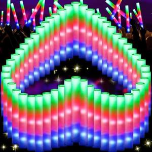 66 PCS Foam Glow Sticks, Glow In The Dark Party Supplies, Foam Light up Sticks with 3 Modes Colorful Flashing, Glow Party Supplies, Foam Glow Sticks Bulk for Wedding, Party, Concert, Raves, Birthday