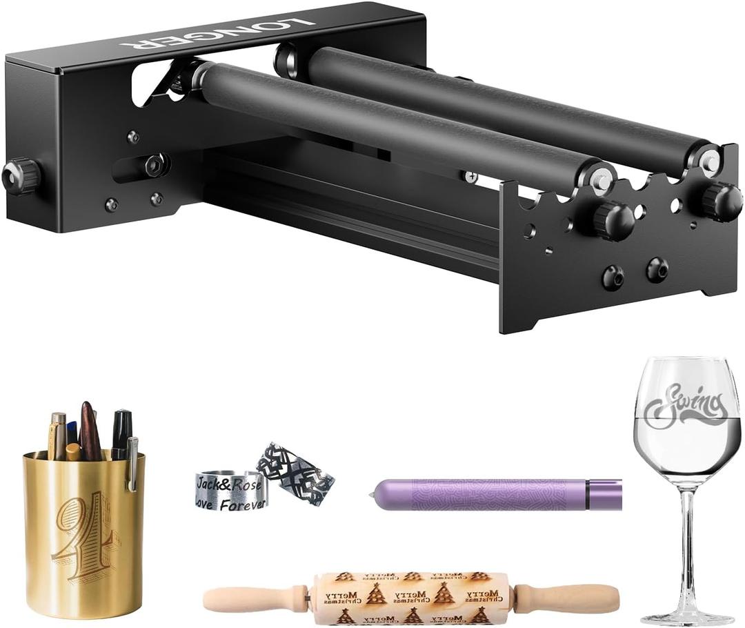Longer Laser Engraver Rotary Roller, Y-axis Laser Engraver Attachment 360 Rotation, a Good Partner for Laser Engraving Machine Compatible with Other Brands of Engraver
