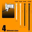 Reusable Zip Ties Self-Locking Plastic Wire Ties Electrical Cable Ties 120 Lbs Tensile Strength Releasable Adjustable Nylon Cable Zip Ties 100 PCS 6+8(Small)+8+10 Inch x0.3inch