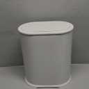 Anzoymx Stainless Steel Bathroom Trash Cans 1.8 Gallons Small Garbage Can with Pop up Lid, Dog Proof Narrow Wastebasket, Slim Waterproof Litter Trash Bins Set for Bedroom, Toilet, Office (White)