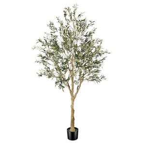 FEELEAD Faux Olive Tree 7ft - Realistic Artificial Olive Tree 7 Feet Indoor (84") - Tall Fake Potted Olive Silk Tree Artificial Indoor with Natural Wood Trunk for Home Office Decor