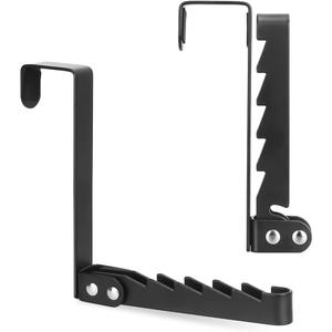 Over The Door Hooks Hanger, 2 Pack Collapsible Folding Over The Door Organizer Rack Space Saving Hanging Storage Hanger for Clothes, Coats, Towels for Bedroom Bathroom Black