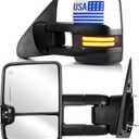 Towing Mirrors for Toyota 2007-2017 Tundra, 2008-17 Sequoia Power heated with Turn Signal Running Light Manual Folding Telescoping (1 Pair)