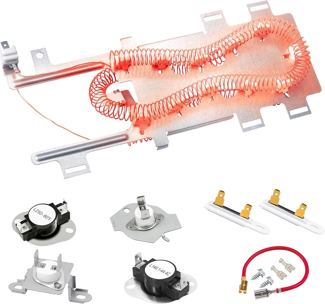 Dryer Heating Element Kit fit for May-tag Bravos 400 2000 3000 5000 9000 Series MED3000BW0 MED3500FW0 MED4000BW0 MED4200BG0 MED4200BW0 MED5100DC1 MED5100DW1 MED5500FC0 MED5500FW0 MED6000AG0 MED6000AW0