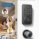 Fingerprint Door Lock with Handle, Smart Keyless Entry Door Lock with App, Stores 50 Fingerprints and 50 User Codes, IP65 Weatherproof Keypad Deadbolt for Front & Interior Doors, Auto-Lock, Black