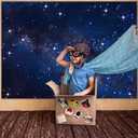 Avezano Starry Night Sky Backdrop Outer Space Galaxy Birthday Background Universe Nebula Stars Theme Party Decorations for Boy Kids First Birthday Banner Photo Booth Props (7x5ft)