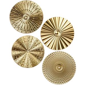 Hicarer 4 Pcs 12 Inch Metal Wall Art Decor Sunburst Hanging Metal Artwork Decor Wall Art Decorations for Home Living Room Office(Gold)