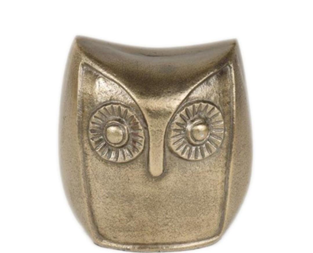 HD Designs Aluminum Owl Gold 3.6 Inches Home Decor Desk Table Shelf Figure