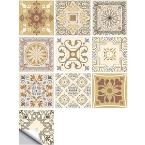 20Pcs Peel and Stick Tile Stickers 5.9x5.9 Inch Retro Style Walls Stickers Waterproof Tile Wallpaper for Kitchen Bathroom Backsplash Furniture Staircase (007, 5.9x5.9in)