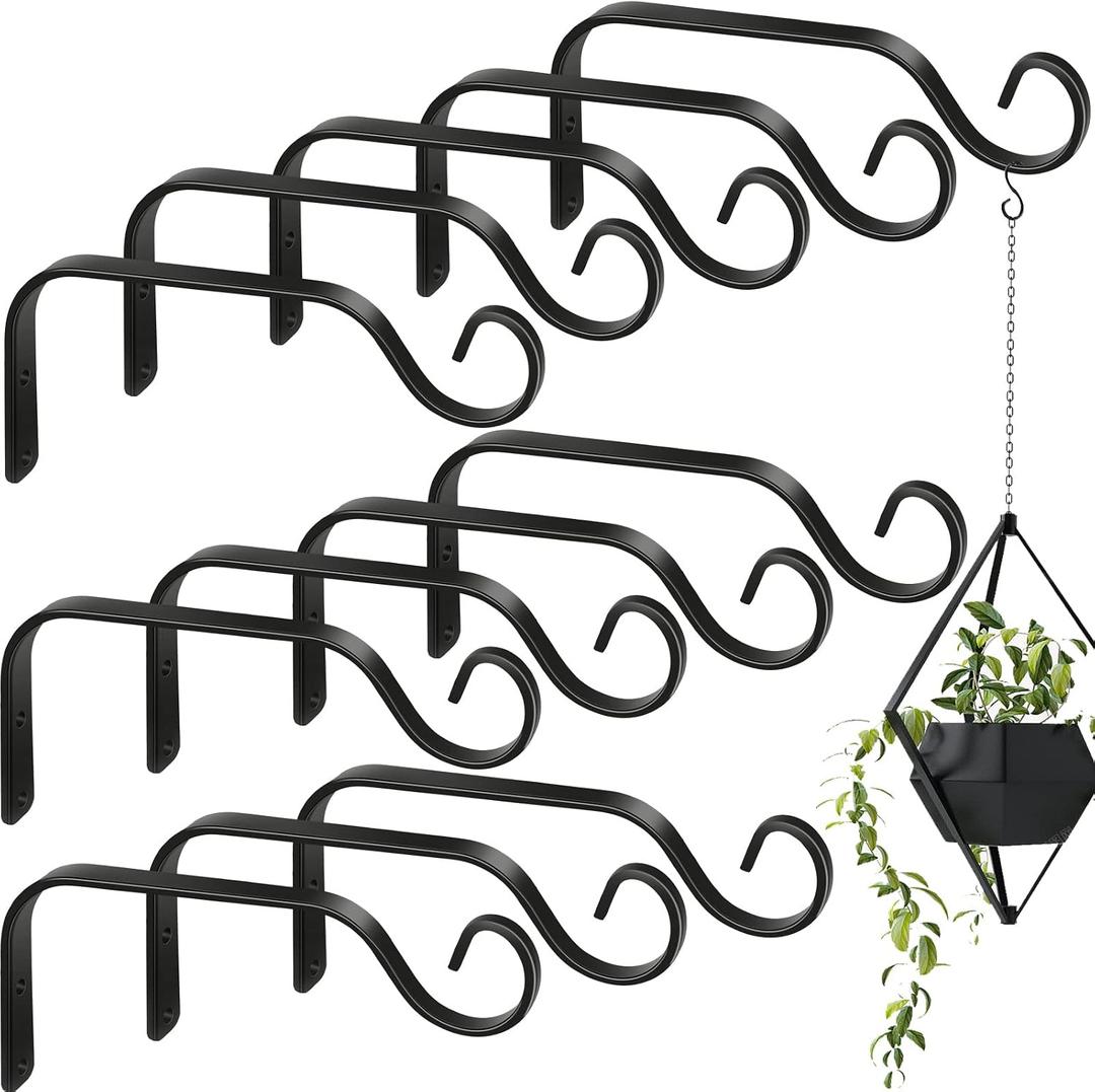 12 Pack Hanging Plant Bracket 7.3 Inches Metal Hook Decorative Straight Hanger for Bird Feeders, Wind Chimes, Flower Baskets, Planters Indoor Outdoor Wall
