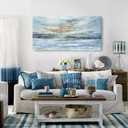 Extra Large Framed Wall Art for Living Room Light Blue Huge Canvas Print Modern Ocean Skyline and Sunset Wall Picture Coastal Themed Seaside Sea Artwork for Home Bedroom Dcor 58x29inch Dcor
