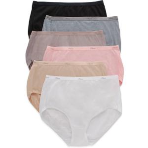 Hanes womens High-waisted Brief Panties, 6-pack, Moisture-wicking Cotton Brief Underwear (Colors May Vary) (8, Body Tones)