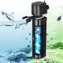 Aquarium Filter for 40-150 Gallon Tank, U-V Fish Tank Green Clean Machine Submersible Powerful Pump Canister Filter 400GPH for Pond Turtle Tank Saltwater Freshwater Crystal Clear Green Killing (Black)