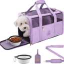 Luxury Pet Carrier for Dogs, Cats, Puppies - Airline TSA Approved, Durable Anti-Scratch Fabric, Soft-Sided, Consistent Airflow, Foldable Design, Cushion Pad, Travel (Lilac, Medium)