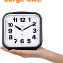 Tinload 5.5" Large No Ticking Analog Alarm Clock,Silent Readable for Seniors,Easy to Set,Gradual Rise Alarm,Big Numbers,Gentle Wake,Snooze, Lighted on Demand,Battery Operated,Black