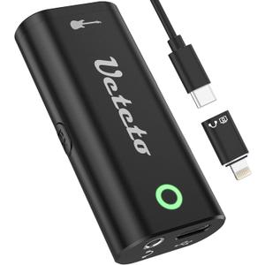 Ueteto Audio Interface for Guitar, Portable Internal Recording Sound Card for Live Streaming for Iphone, Ipad and Android smartphones and tablets, No Driver Needed