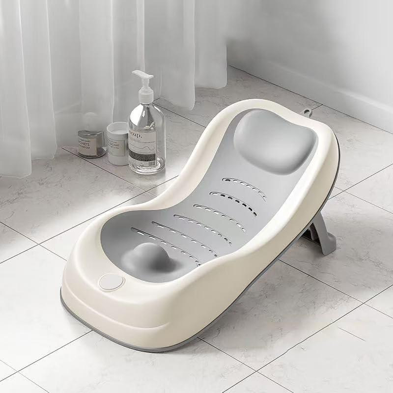 PandaEar Baby Bath Support, Foldable Infant Bathtub for Newborn Babies 0-6 Months, Soft Sink Baby Bath Tub (Grey)