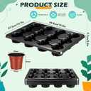 Baderke 96 Pcs 4 inch Seedling Pots and 8 Pcs 12 Cell Reusable Plastic Nursery Pots Trays Thick Sturdy Seeds Starting Germination Carrying Trays Black Small Planter Nursery Propagation 8 Sets(Red), 19.61 x 14.69 x 2.24 inches