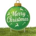 Merry Christmas Green Ornament Classic Yard Sign for Home Decor and Lawn Decoration With Stakes, Green Merry Christmas Sign Tree