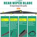 22" 22" 16" Windshield Wiper Blades Replacement for Ford Expedition 2009 2010 2011 2012 2013 2014 2015 2016 Premium All Weather Front Rear Wipers Set - OEM Quality (Pack of 3)