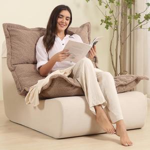 Bean Bag Chair for Adults, Giant Bean Bag Sofa with High Density Foam, Fireside Bean Bag Couch for Living Room, Bedroom, Balcony, Khaki