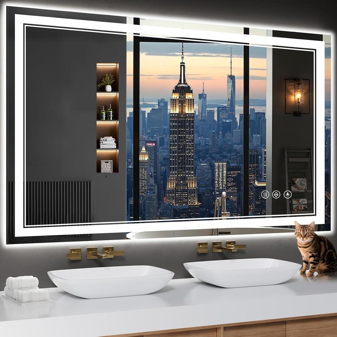 50"x30" LED Bathroom Mirror with Lights,Anti-Fog,3 Color Modes