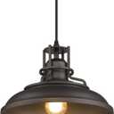 FEMILA Farmhouse Pendant Light,12-inch Barn Vintage Hanging Light Fixture for Kitchen Island,Adjustable Height,Oil Rubbed Bronze Finish, 4FY15-MP ORB
