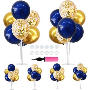 TONIFUL 6 Set Navy Blue Gold Balloon Centerpieces for Table,Balloon Arch Kit for Graduation Decorations 2026 Class of 2026 Party Decorations,Retirement,Anniversary,Birthday Decoration