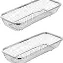 Kitchen Drawer Organizer, Stainless Steel Storage Container Metal Cabinet Storage Basket for Holding Silverware Kitchen Utensil, Pack of 2