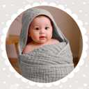 Peryiter 4 Pcs Muslin Hooded Baby Towels, 32"x 32" Cotton Newborn Bath Towel Muslin Infant Baby Blankets Absorbent Unisex Newborn Registry Gift Essentials for Girls Boys (Green, Gray, Beige)