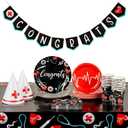 Sparkle and Bash Nurse Graduation Decorations and Party Supplies Set, Serves 24 and Includes Plates, Napkins, Cups, Tablecloths, Hats, and Congrats Banner - Nurse Graduation Party Decorations