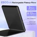 FUNTOUCH 10x7.5 Portable Large Travel Makeup Mirror with Light, 2500mAh Rechargeable Lighted Travel Makeup Mirrors with 3 Color Lights, Dimmable Folding Light Up Make up Mirror with Small 10x Mirror