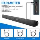 Portable Soundbar for TV/PC, Outdoor/Indoor Wired & Wireless Bluetooth 5.0 Speaker with Remote Control and Optical Cable, 30W Home Theater Sound bar with Built-in Subwoofers for Projector