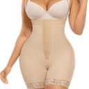 FeelinGirl Fajas Colombianas Shapewear for Women Post Surgery Compression Garment Tummy Control Shaper with Zipper Crotch (Large, Beige)