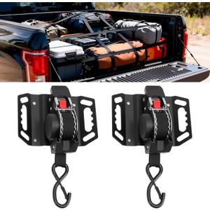 UNONLUX Fit for 2015-2026 F150 Retractable Ratchet Straps, Upgraded Heavy Duty MBS1500LBS 360 Rotation One-Handed Operation Tie Down Straps Fit for Ford F150 Accessories & F250 F350 F450 F550