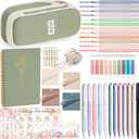 Bible Study Supplies Journaling Kit for Women, Valentines Day Christian Gifts for Women Her, Bible Study Tool w/Pastel Highlighter and Pen No Bleed, Pencil Case Notebook Annotation Kit Accessories Set (A1.Green)