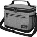 opux Insulated Lunch Box Men Women, Lunch Bag for Work School, Leakproof Soft Cooler Tote Adult, Large Lunch Pail Kids Boys Girls, Picnic Beach Food Bag with Shoulder Strap, Heather Grey