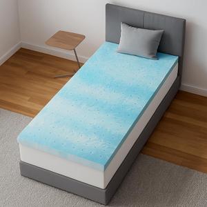 Novilla Twin Memory Foam Mattress Topper 3 Inch, Cooling Gel Infused, Ventilated Pressure Relief Pad, Medium Comfort for Sofa, RV, Camper, Dorm Room