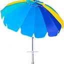 AMMSUN 7.5ft Heavy Duty HIGH Wind Beach Umbrella with sand anchor Vent Tilt Portable Sun Shelter, UV 50+ Protection Outdoor Sunshade Umbrellas Carry Bag for Patio Garden Pool Backyard Multicolor Blue
