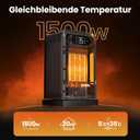 FLANUR Space Heaters for Indoor Use, 1500W Small Desk Heater 2 in 1 with Remote, Thermostat, LED Display, Overheat & Tip Over Protection, 12H Timer, 70° Oscillating Heater for Office (Black, 1Pack)