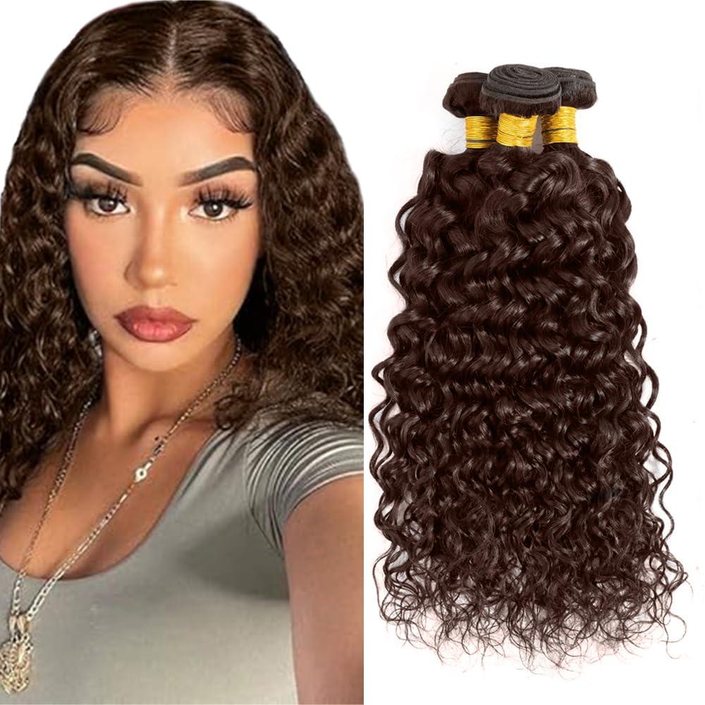 Brown Bundles Human Hair #4 Water Wave Bundles 16 18 20 Inch Unprocessed Virgin Mixed Length Chocolate Brown Water Wave Bundle Hair Extensions 50 Gram Per Bundle