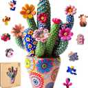 Puzzles for Adults Cactus Flower Wooden Puzzles, 200 Pieces Unique Shaped Jigsaw Puzzles, Birthday for Adults and Kids, Fun Challenge Family Game 10'' x 14'' Medium Size