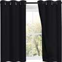 NICETOWN Black 100% Blackout Curtains 45 inches Length, 2 Thick Layers Completely Blackout Window Treatment Thermal Insulated Lined Drapes for Basement Window (1 Pair, 42 inches Width Each Panel)