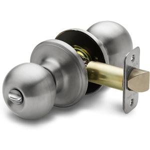 Copper Creek Privacy Interior Door Knob ANSI Grade-3 Certified, Modern Heavy Duty Handle, Easy Install and Reversible for Bedroom, Bathroom & Closets Satin Stainless (1 Pack)
