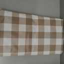 Smiry Square Picnic Table Cloth, Elastic Waterproof Fitted Vinyl Tablecloths, Flannel Backed Buffalo Plaid Table Covers for Dining, Camping, Outdoor (White and Khaki, 54" x 54")