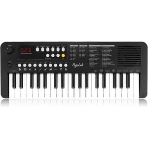 POGOLAB MK1 37 Keys Kids Keyboard Piano, Mini Portable Multi-Function Piano with Excellent Sound Quality, Built-In Speaker & LED Display, Small Electric Music Keyboard Gift for Beginners (Black), Compact
