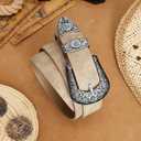 XZQTIVE Western Belt for Women, Cowgirl Cowboy Suede Leather Belt for Jeans Pants, Country Belts with Vintage Buckle (Beige) Fits Waist 31"-36"