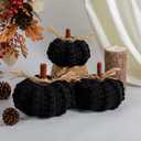 Briful Extra Large Black Yarn Fall Pumpkins, 3 Sizes Handmade Knitted Crocheted Pumpkins, Christmas Farmhouse Decor, Autumn Halloween Home Dcor, Dia.7in/6.3in/5.5in Artificial Pumpkins(3pcs)